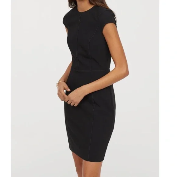 hm black dresses Simple A Line Spaghetti Straps Black Satin Short Prom Dresses, Short B main image 1